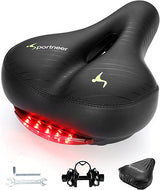 Comfortable SPORTNEER memory foam padded bike seat with tail light