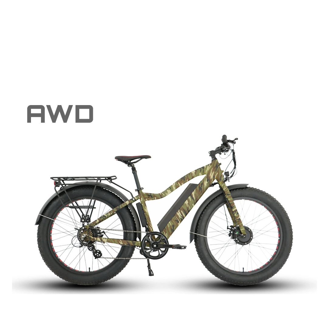 Fat Bike Électrique - FAT26 AWD CAMO 48V 600W + 15.6Ah